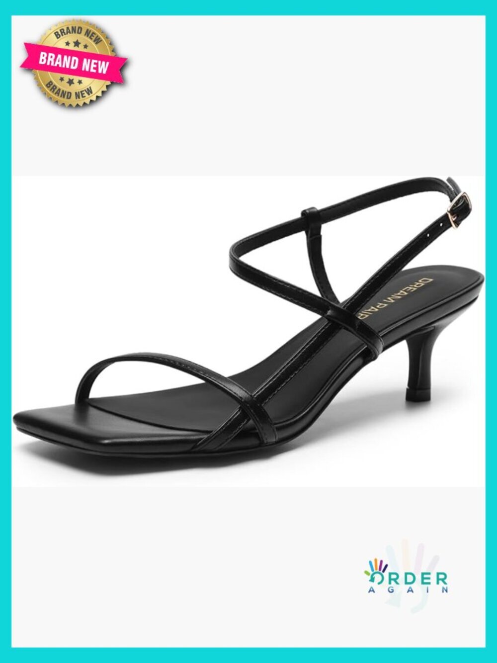 Square Open Toe Low Kitten Heels Ankle Strap Party Wedding Dressy Sandals 2.16